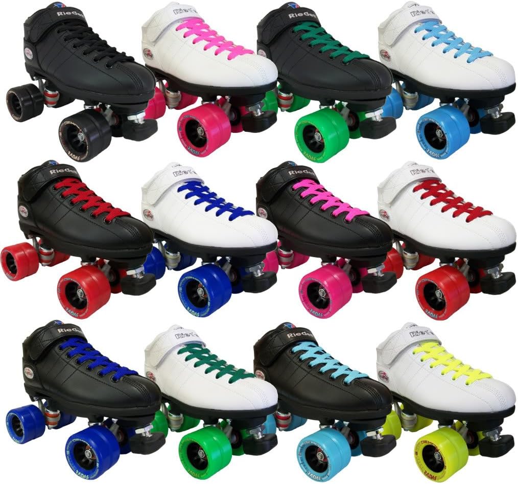 Riedell R3 Demon Speed Roller Skates - Black with royal blue wheels - Boys/Girls 3