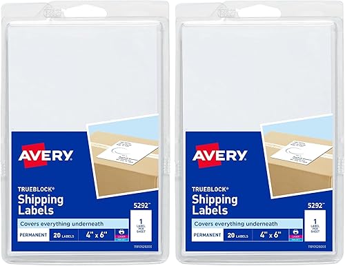 Miniatura 8 de Avery Etiquetas de envío imprimibles, 4 "x 6", blancas, 20 etiquetas de dirección en blanco (05292)