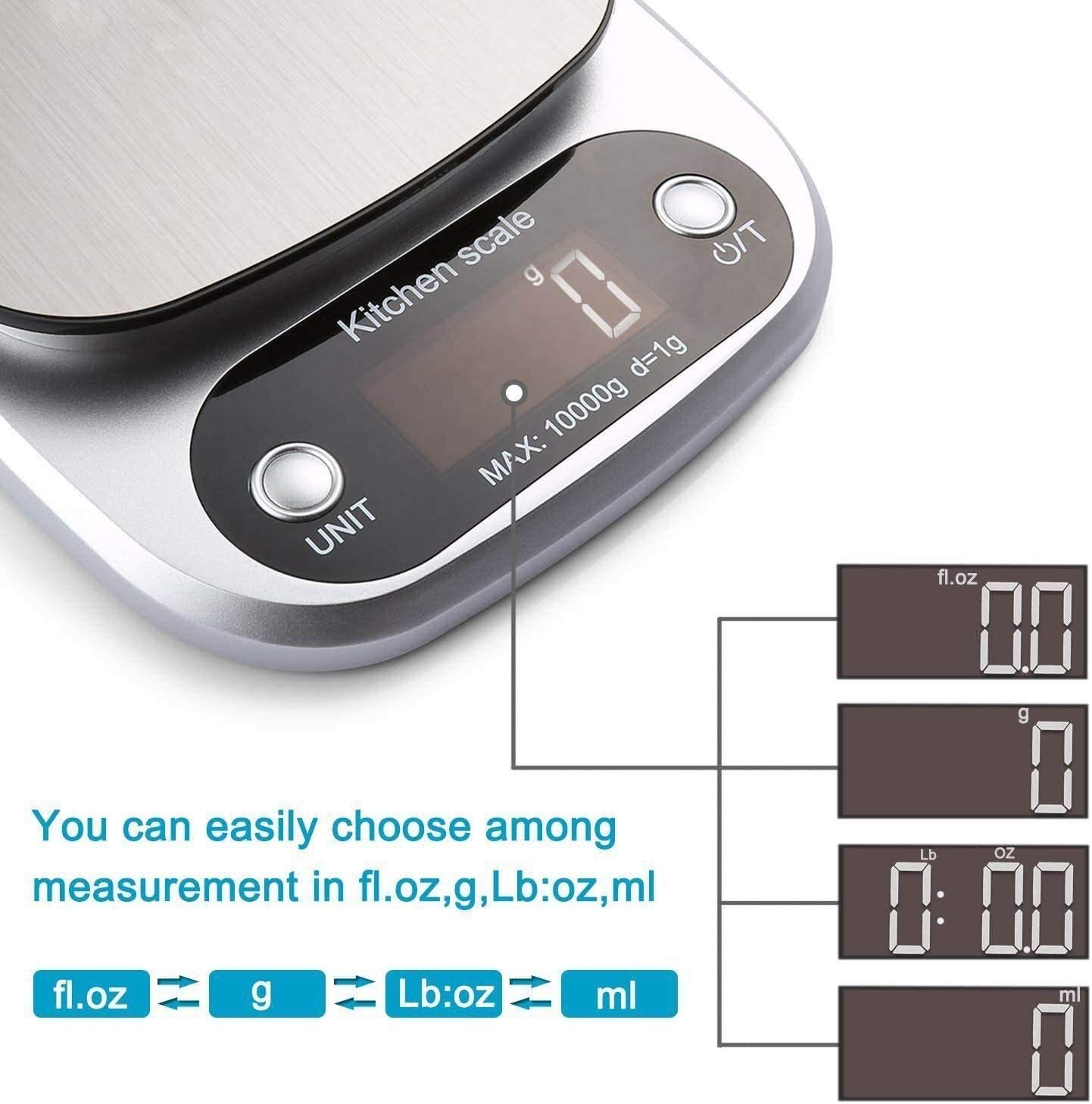 Balance de cuisine numérique pour la cuisson des aliments, la pâtisserie, plate-forme électronique en acier inoxydable, café de haute précision avec écran LCD rétroéclairé (couleur unique, 3 kg