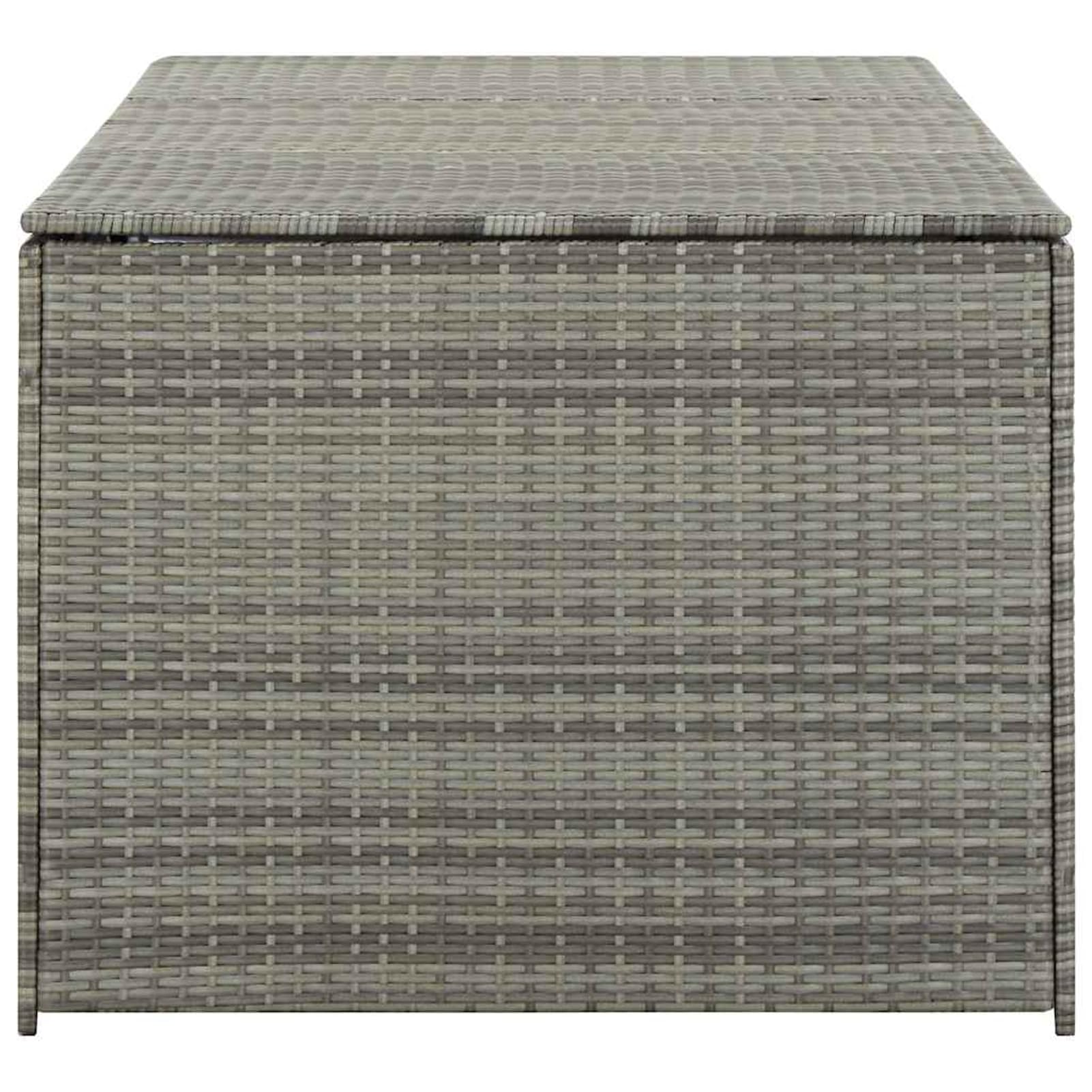 Baule in Polyrattan per Esterni, Grigio, 180x90x70 cm, Resistente alle Intemperie, con Rivestimento Interno in PE e Molla a Gas per Apertura Facile, Ideale per Giardino