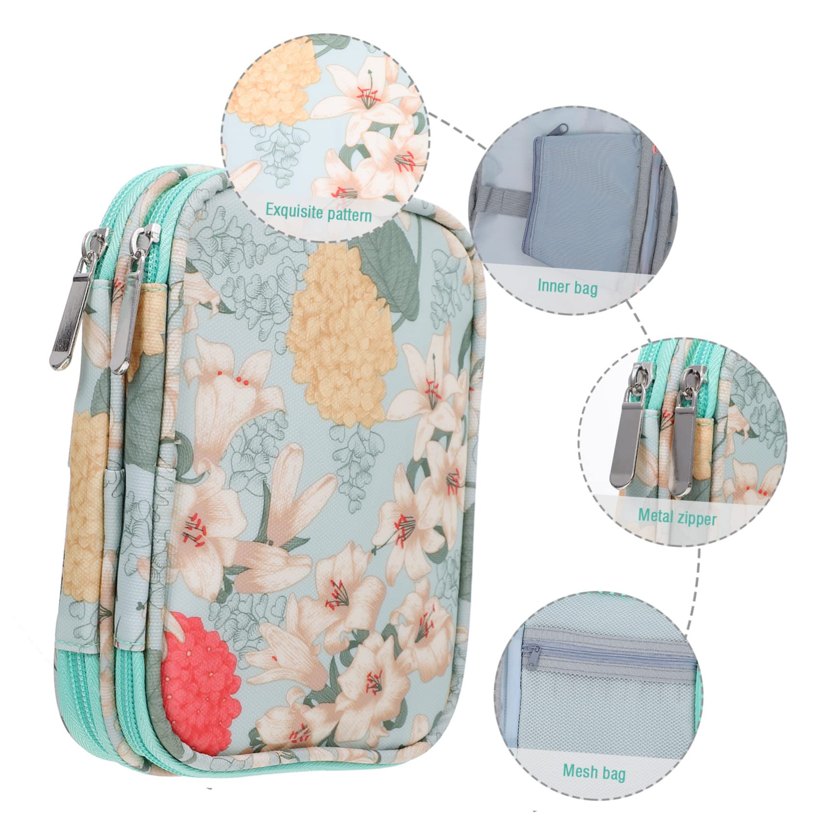 EXCEART 3 Piezas bolsa de almacenamiento de ganchillo organizador de almacenamiento de bolsos bolsa de ganchillo de doble capa agujas de tejer circulares ranuras para ganchillo ronda