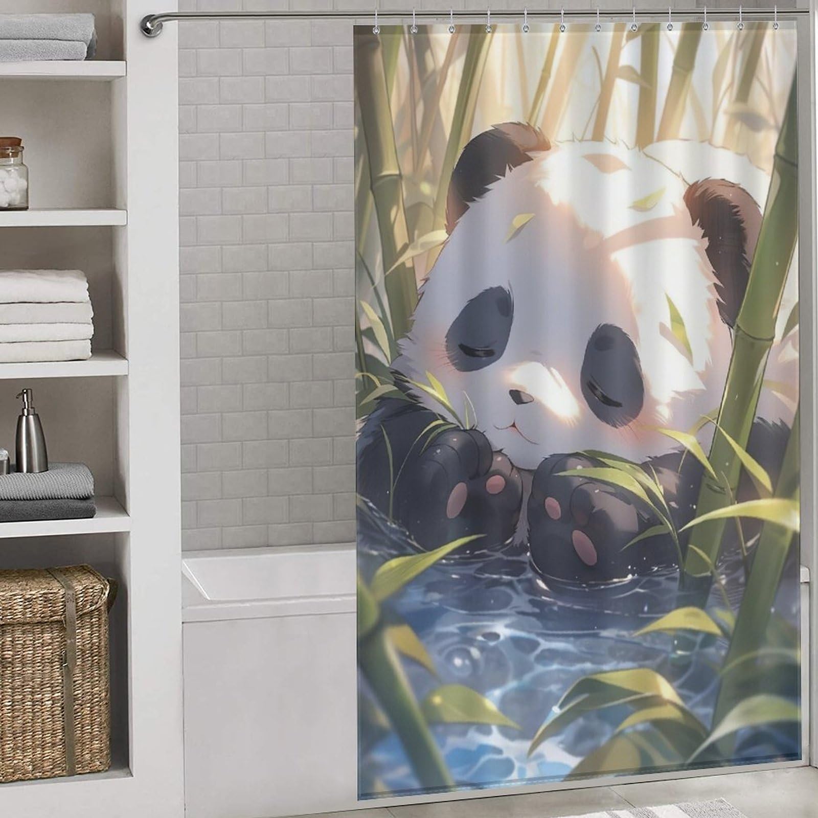 Rideau de douche panda pour une salle de bain lavable et propre
