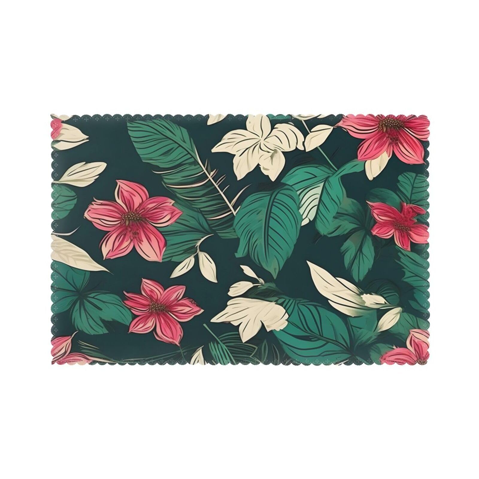 flower leaf Print Placemats for Dining Table Set of 6 12x18 Inch Table Mats for Party Kitchen Dining.