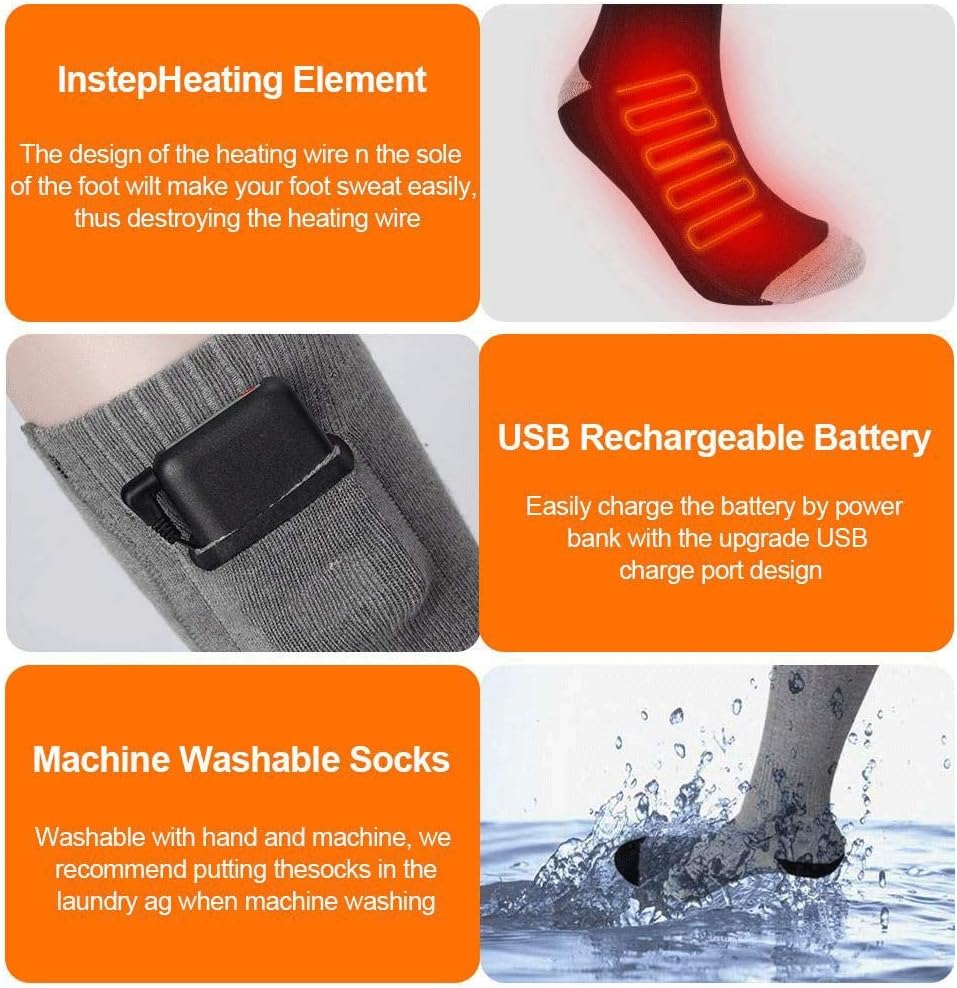 Winter Electric Heating Socks, Rechargeable, Adjustable Temperature, Warm, Feet, Unisex