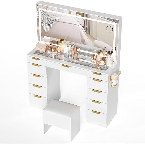 Makeup Vanity with Mirror, 11 Drawers