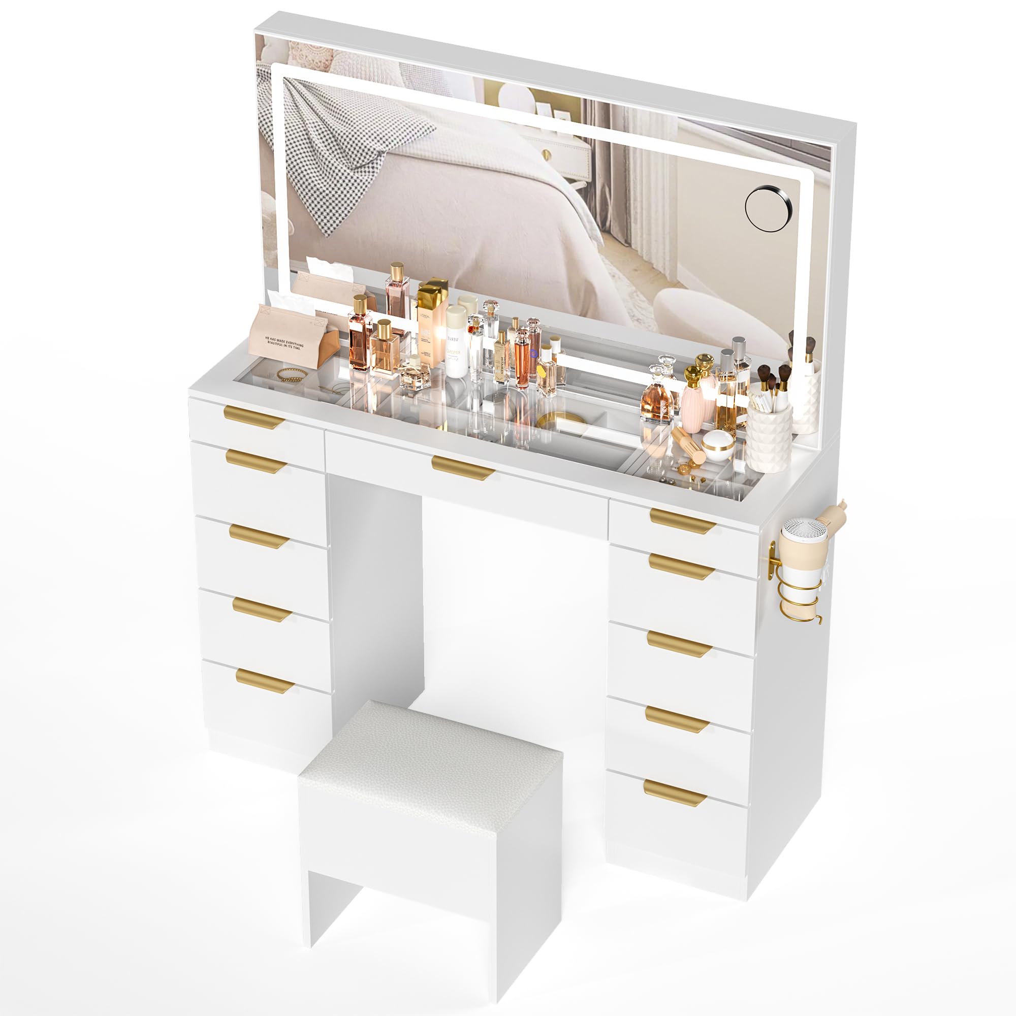 Photo 1 of ***MISSING PIECES -SELLING AS PARTS ONLY*** Fkhouse Makeup Vanity with Mirror, 11 Drawers