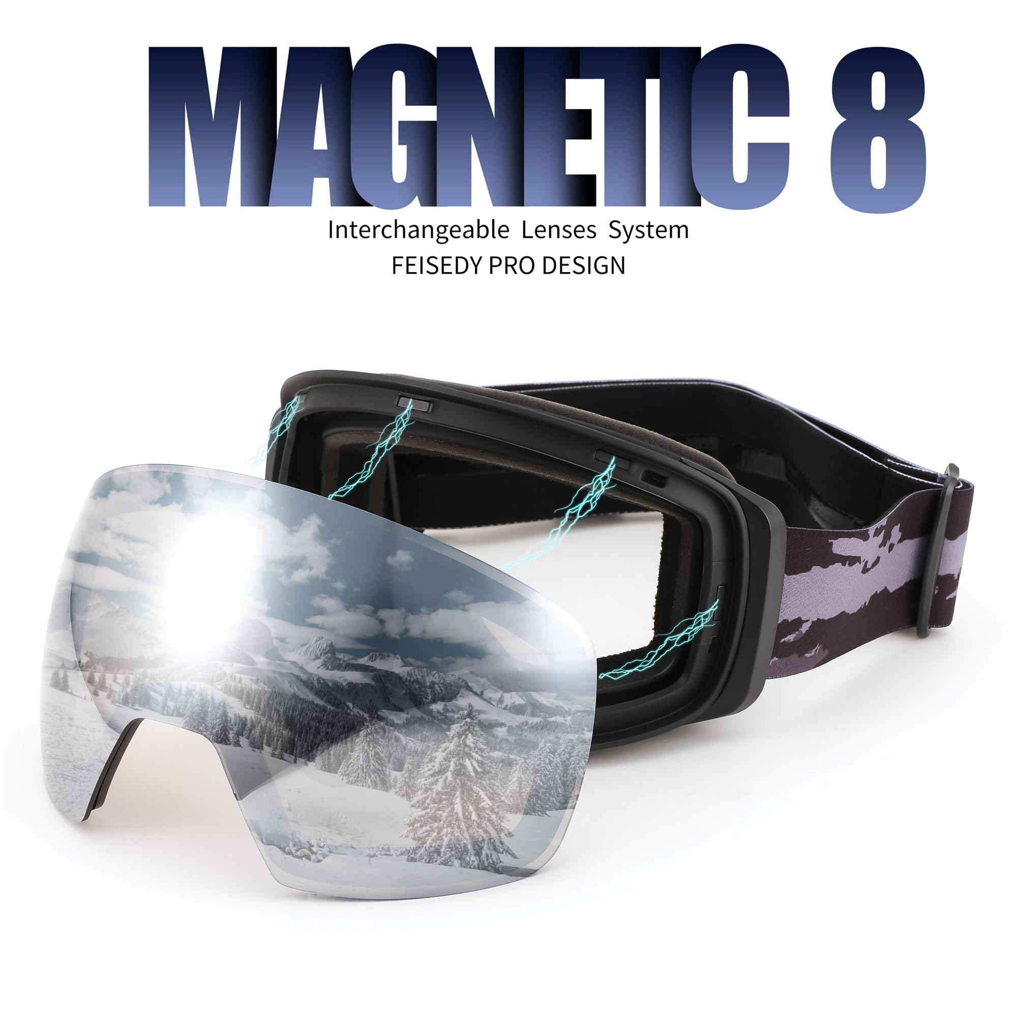 FEISEDY Masque de Ski OTG à Verres Magnétique Interchangeable B0020