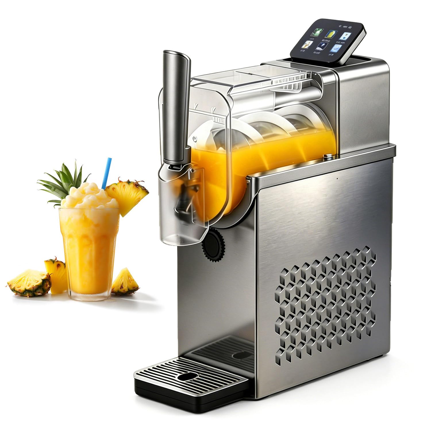 richigblosmum 2.3L Slushie Machine for Home, No Ice Needed Smoothie Machine with 360° Spiral Mixing, LED Touch Panel, Milkshake, Margarita, Sorbet & Soft Ice Cream Style Maker