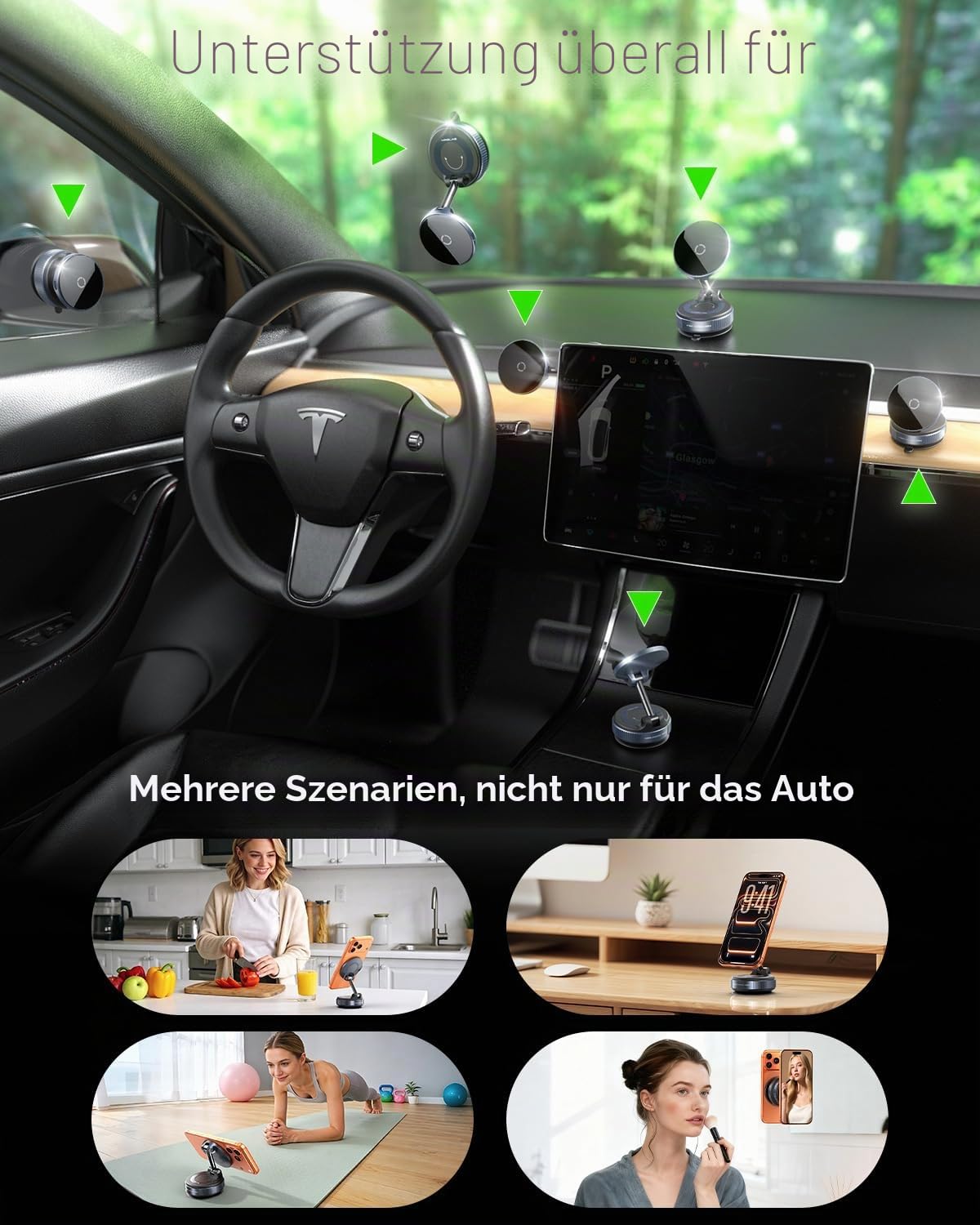 MRGLAS 15W Vakuum Magnetische Handyhalterung mit Ladefunktion,360° Verstellbarer Saugnapf Handy Halterung Magsafe Ladegerät Kfz-Handyhalterung Wireless Charger Auto Zubehör für iPhone 17/16/15/14/13