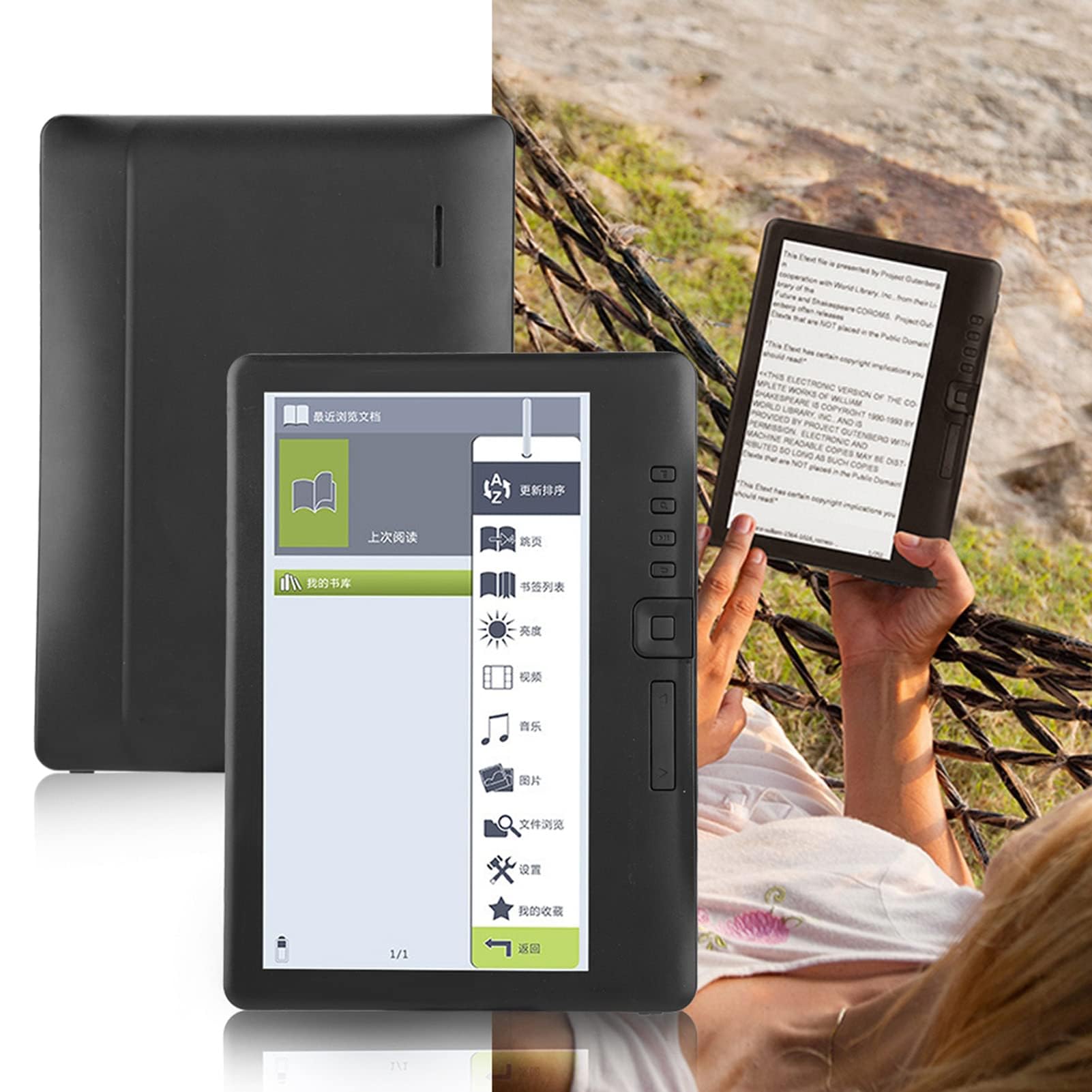 Lettore di ebook Portatile, dispositivi di Lettura di Libri digitali elettronici da 7 Pollici con Display di risoluzione Supporta la Scheda TF per la Lettura(#2)