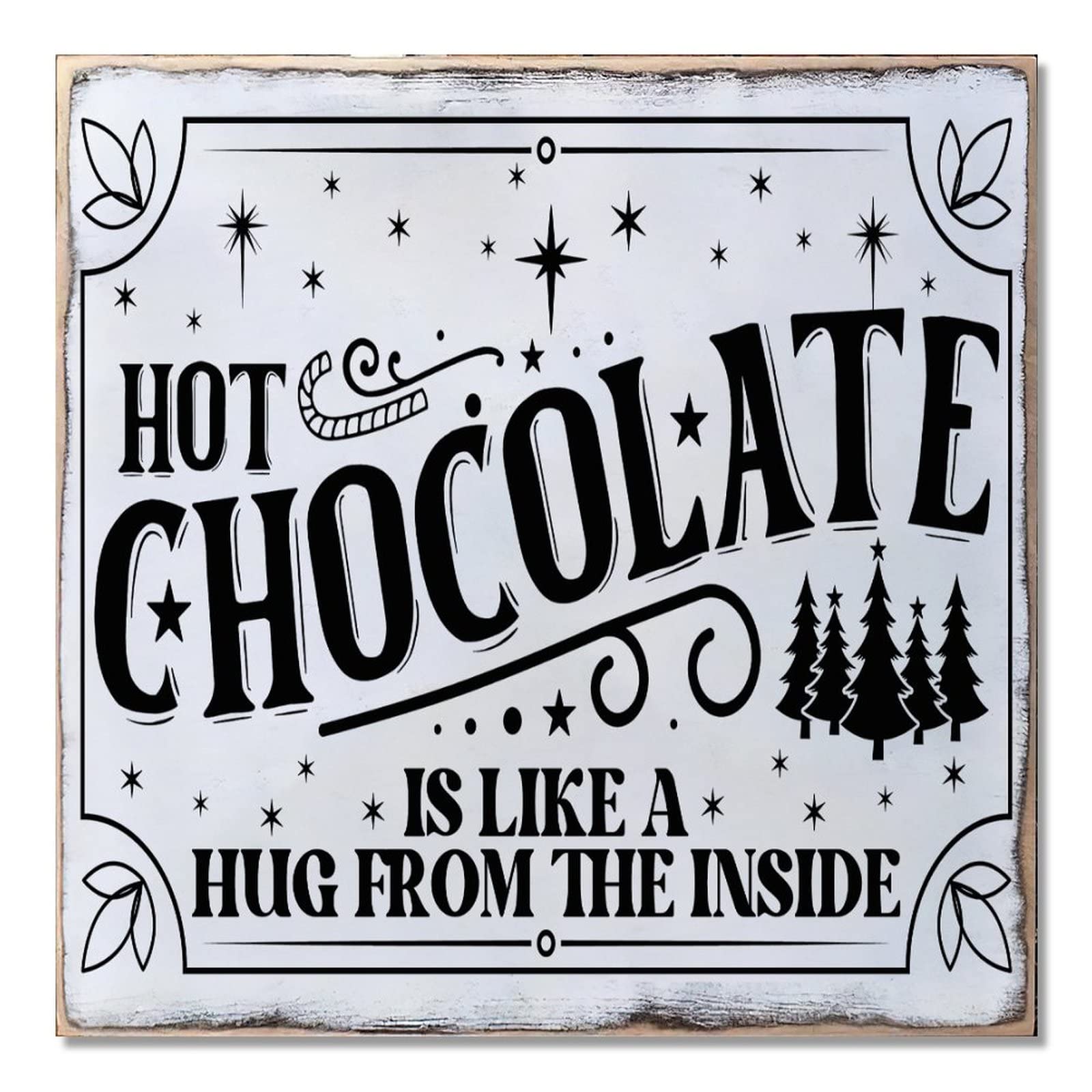 Panneau en bois Hot Chocolate Noël décoration murale maison hiver