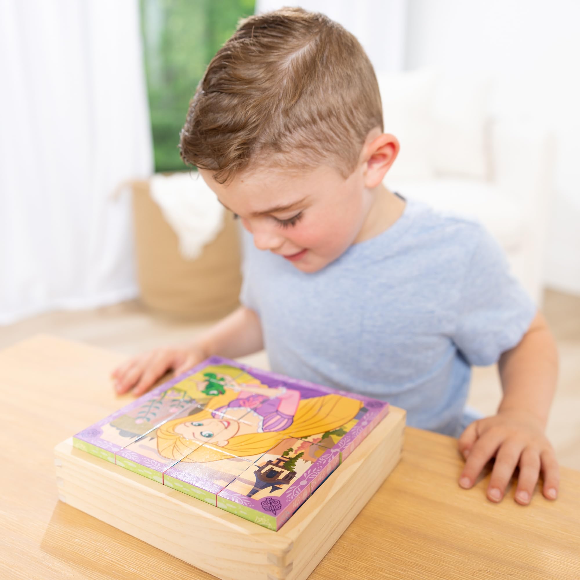 Melissa & Doug Księżniczka Disneya drewniana zabawka kostka puzzle klocki dla chłopców i dziewcząt 3+ - certyfikat FSC