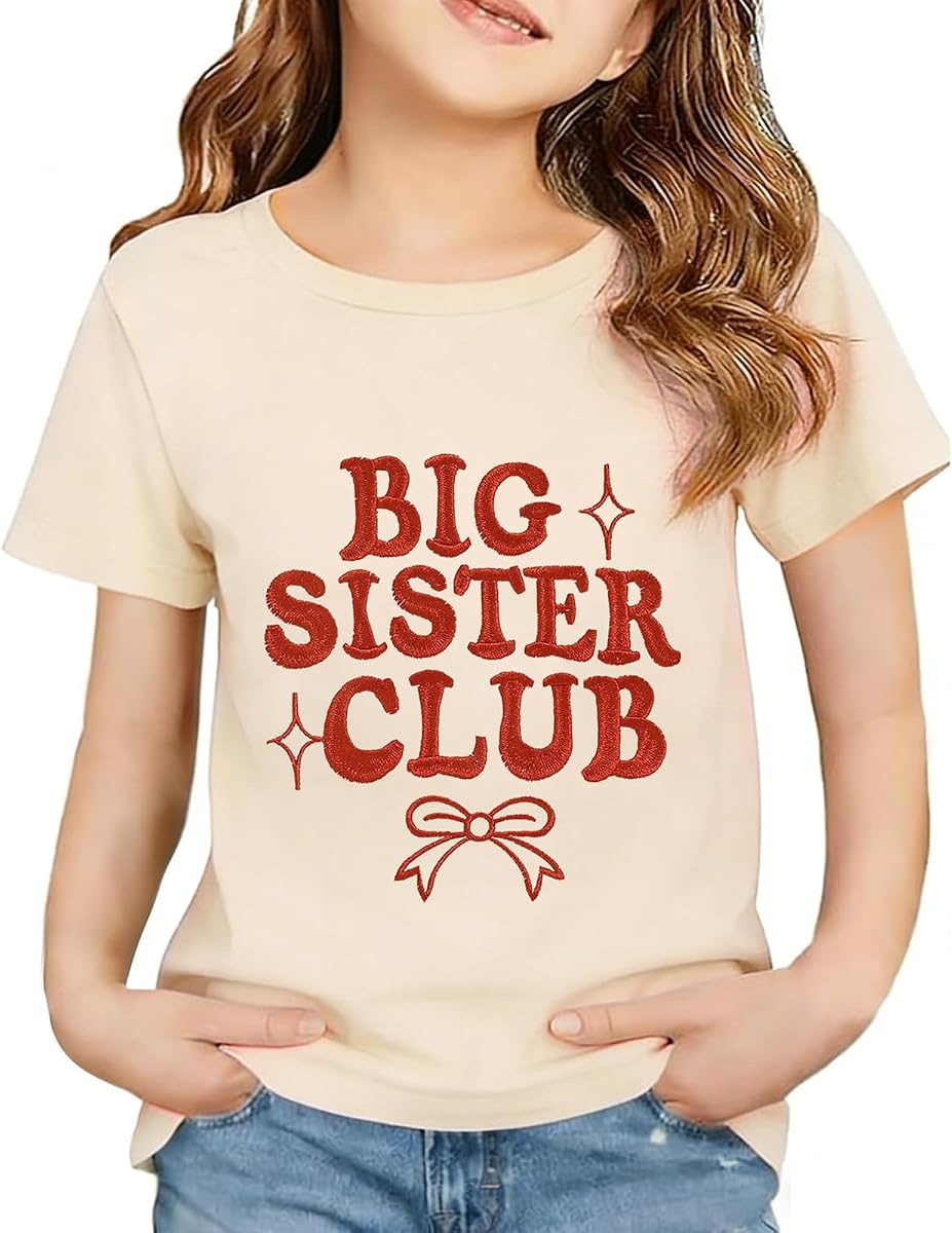 Toddler Girl Big Sister Shirts Announcement T-Shirt Summer Short Sleeve Tee Tops Promoted to Big Sister Blouse 2-7Y