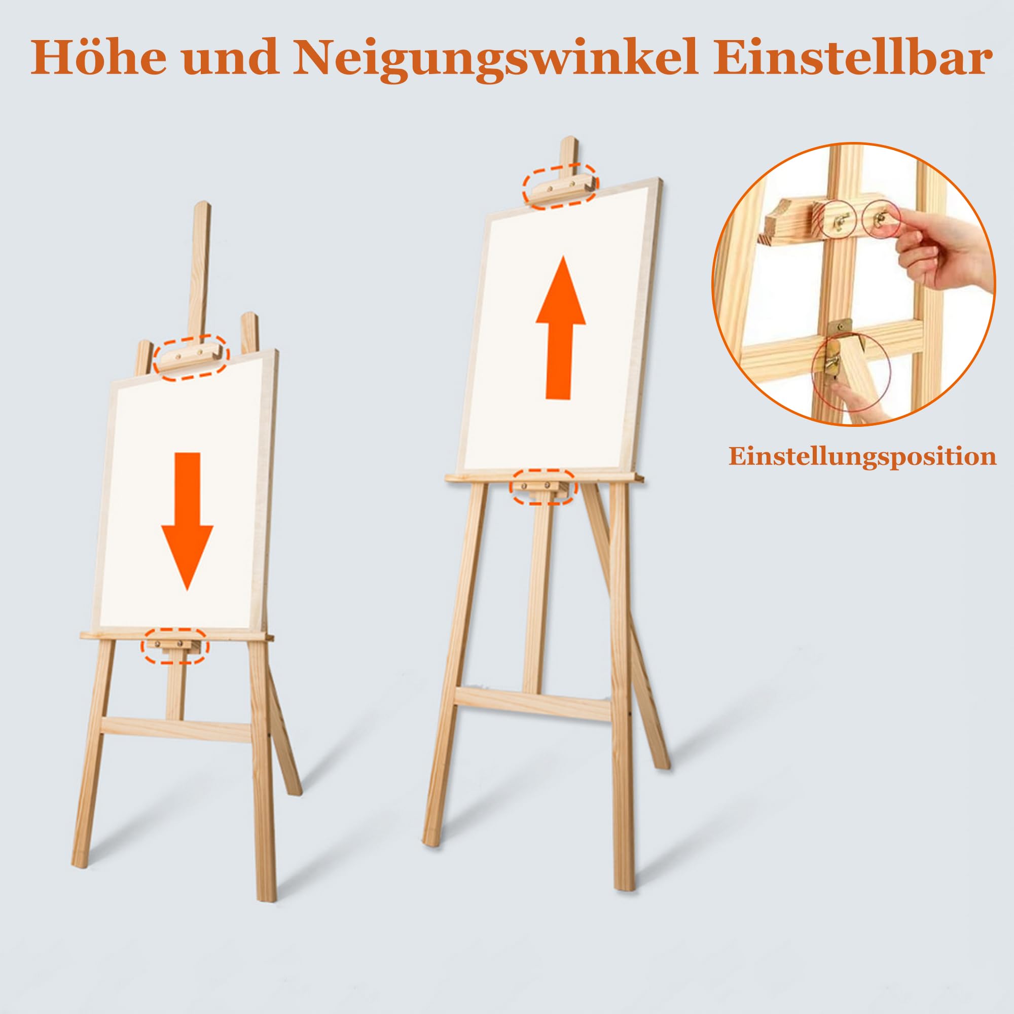uyoyous Sztaluga drewniana, stojąca dla dzieci, 150 cm wysokości, regulowana sztaluga trójnogowa, sztaluga do ateliery, składana sztaluga drewniana do płótna do 105 cm, sztaluga do malowania artystycznego, reklama zewnętrzna