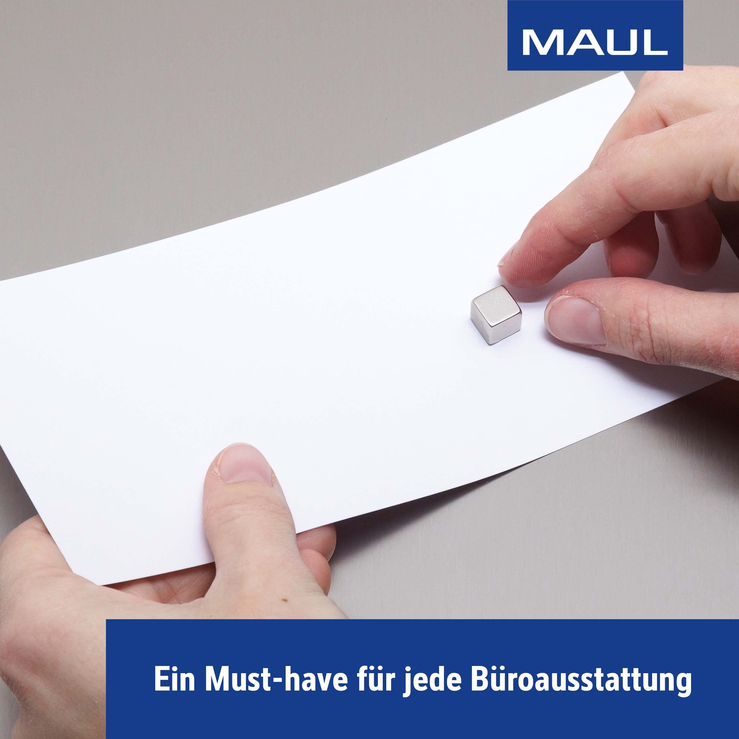 MAUL Magnes Neodymowy w Kształcie Kostki – Magnes O Dużej Przyczepności do Wszechstronnego Zastosowania – Silny Magnes O Eleganckim i Nowoczesnym Wzornictwie – 10 X 10 X 10 Mm – Opakowanie 10 Sztuk –