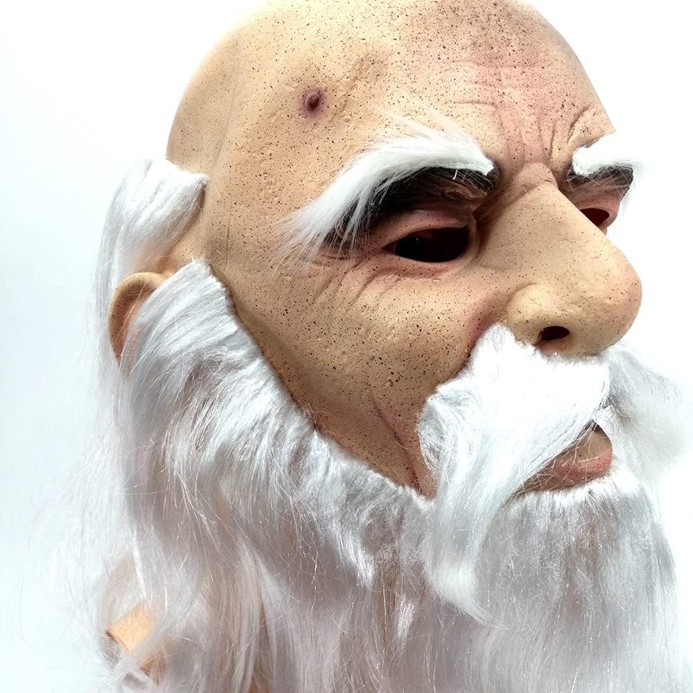 Santa Claus Latex Mask | Realistic Full Face Latex Mask with White Beard, Red Cap Fancy Costume Masquerade for Halloween Christmas Party New Years Holiday FD67669977