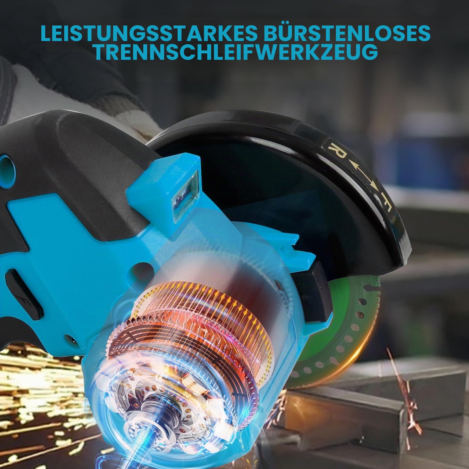 Akku-Winkelschleifer für Makita 18 V, bürstenloser Mini-Winkelschleifer, 18000 U/min, 100 mm, kleines Trennwerkzeug mit 4 Scheiben zum Schneiden, Polieren, Schleifen (für Makita, 100 mm)