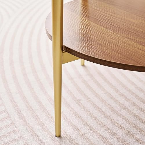 Miniatura 7 de Mesa auxiliar redonda de cristal, mesa de sofá de diseño moderno de mediados de siglo para sala de estar, 18 pulgadas de diámetro x 23 pulgadas de