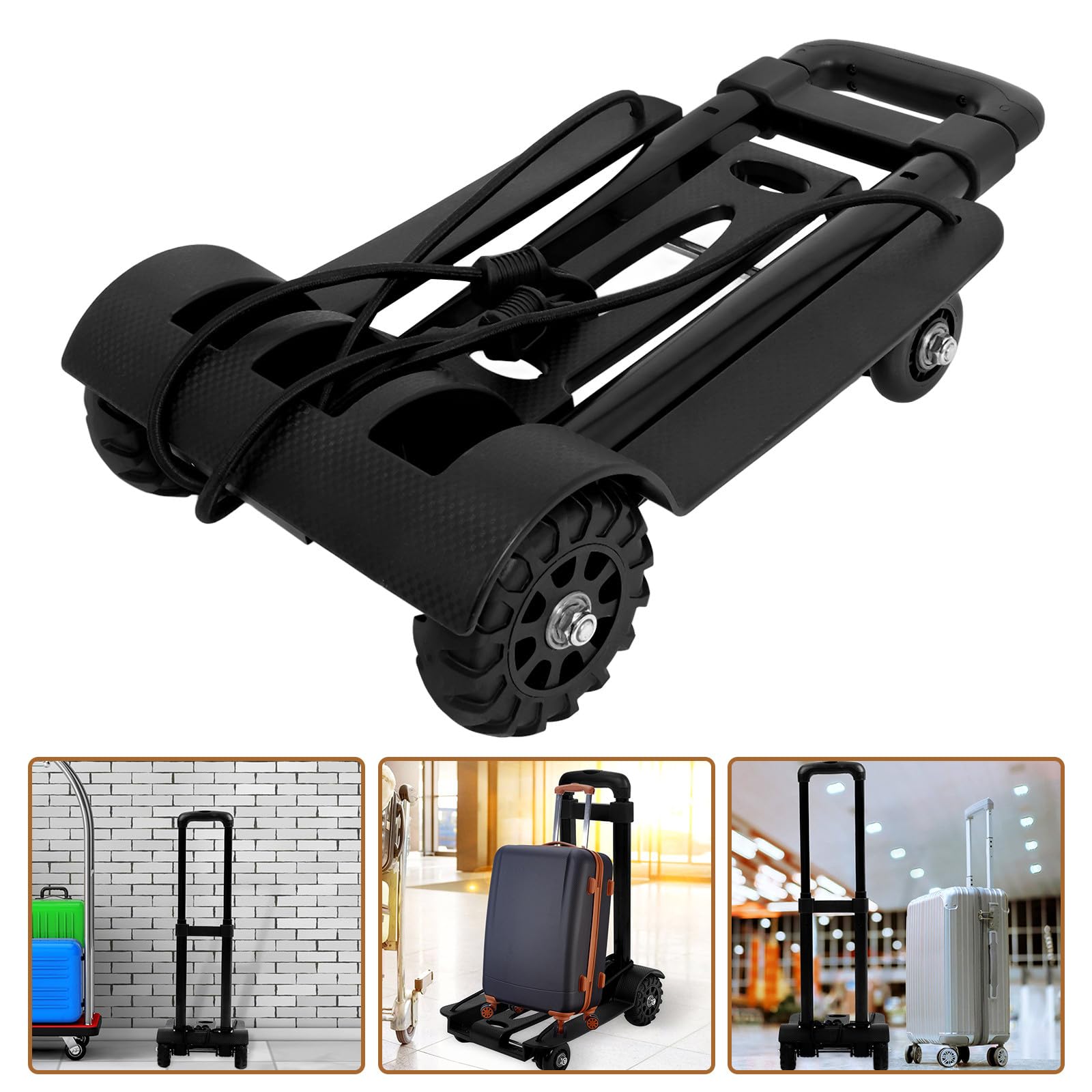 PartyKindom Carrito Plegable de Aleación de Aluminio Pequeño y Portátil Gran Capacidad de Carga para Equipaje y Compras en Viajes y Uso Diario