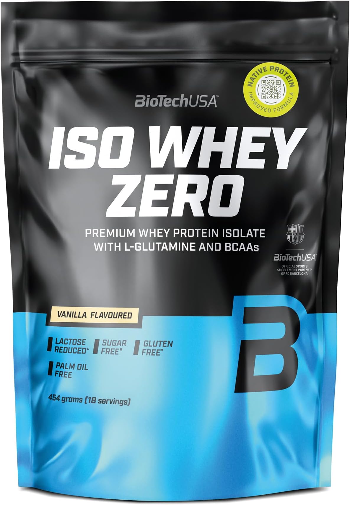 BioTechUSA Iso Whey Zero | Premium Whey Protein Isolate | Grass-Fed | Enzyme-Free | Sugar- and Gluten-Free, 454 g, Vanilla