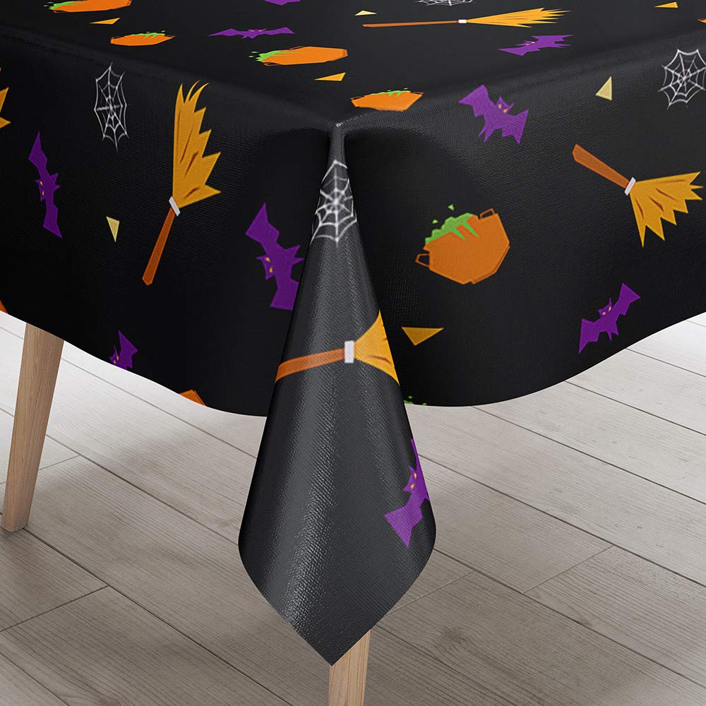 Youery Nappe De Table Halloween 137x274 Cm - Imperméable Plastique Avec Château Et Chauves-Souris, Idéale Pour Tables Rectangulaires Et Fêtes Effrayantes Nappe Decoration Halloween