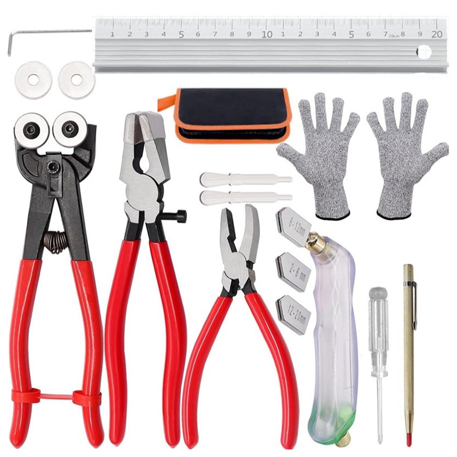 Kaeltsyn Of 16 Accuracy Glass Cutter Set Featuring Stainless Steel Rulers And Positioning Pad For Accurate Detailed Cutting Glass Cutter