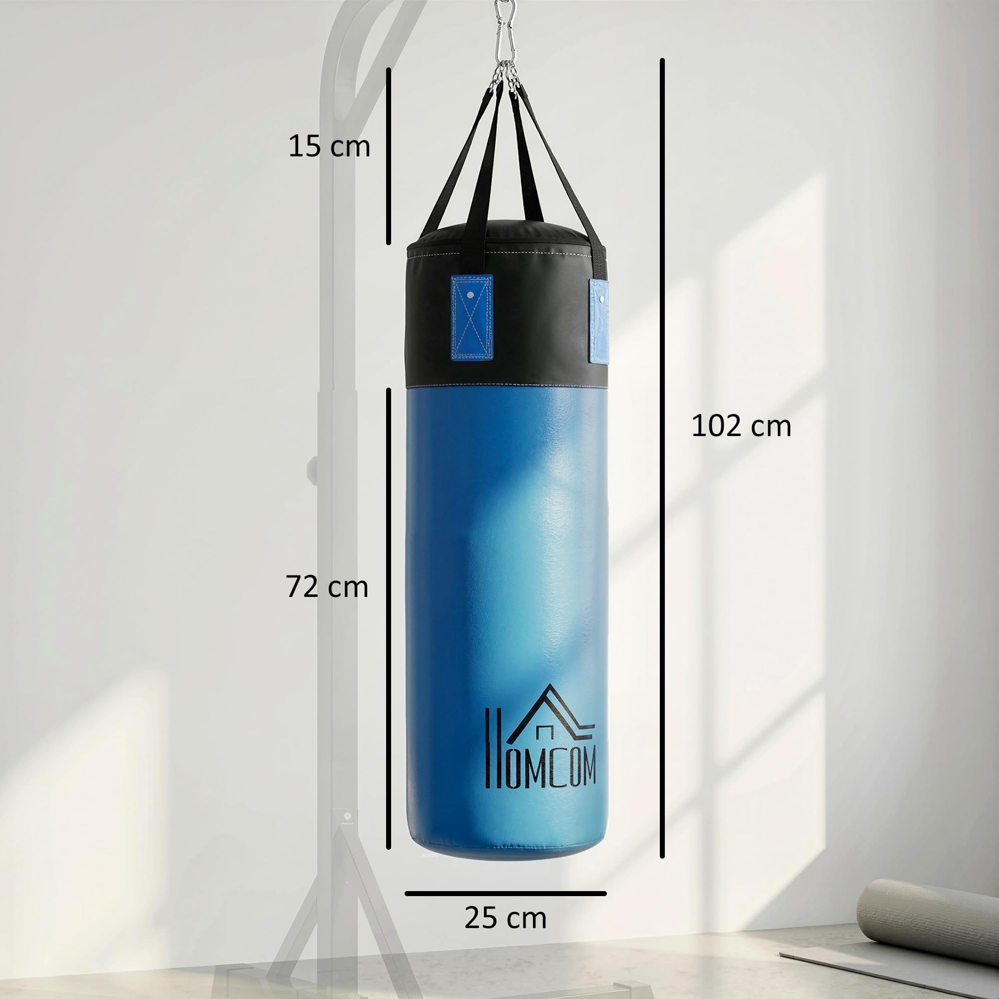 HOMCOM Saco de Boxeo Profesional, Punching Bag 72 cm con Guantes de 8 oz Gancho y Bolsa de Almacenaje, Saco de Arena para MMA, Karate, Taekwondo y Entrenamiento en Gimnasio en Casa