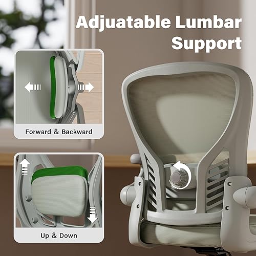 Miniatura 3 de GYI Silla de oficina ergonómica, silla de escritorio de malla con soporte lumbar ajustable y brazos abatibles 3D, silla de computadora con ruedas,