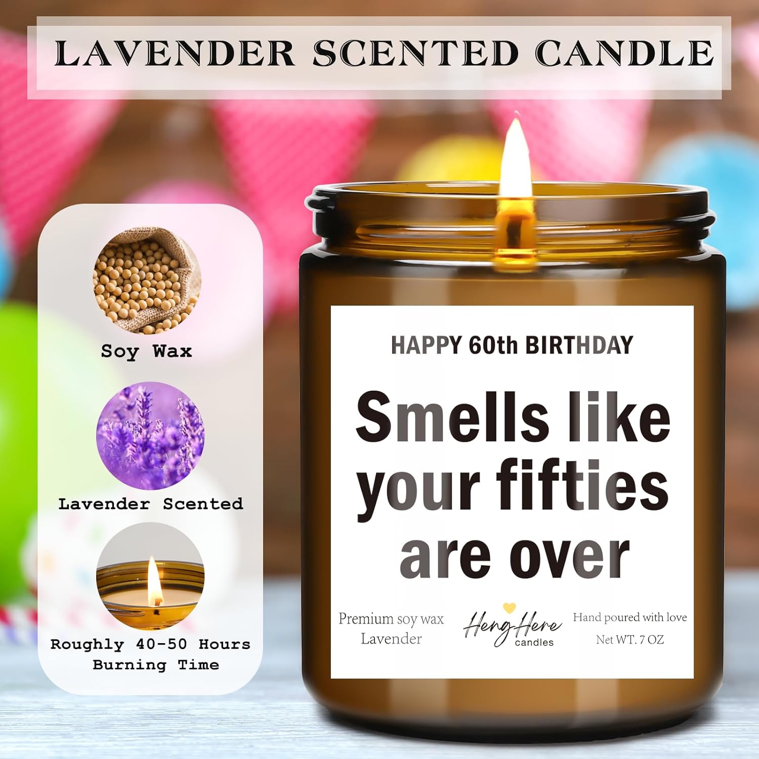 60th Birthday Gifts for Women Men, Happy 60th Gift for Her Him, 60 Years Old Birthday Scented Candles for Women Turning 60, Vintage 1996 Bday Candle - Image 2