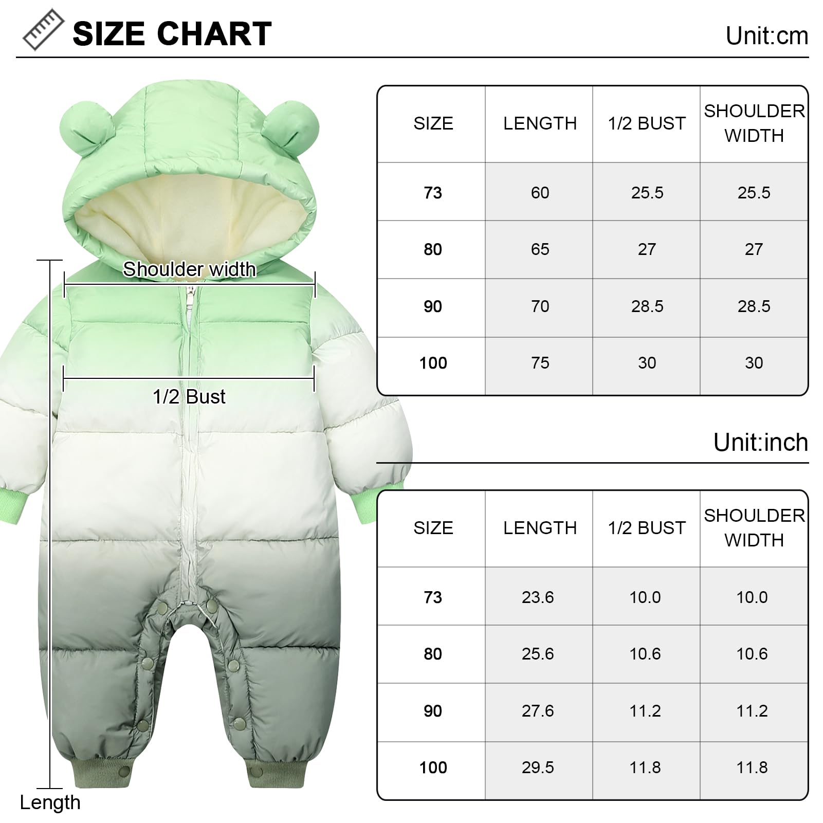 Traje de Nieve Bebé Niña con Capucha Mamecucos Recién Mono de Nieve Niño Ropa de Algodón para Otoño Invierno