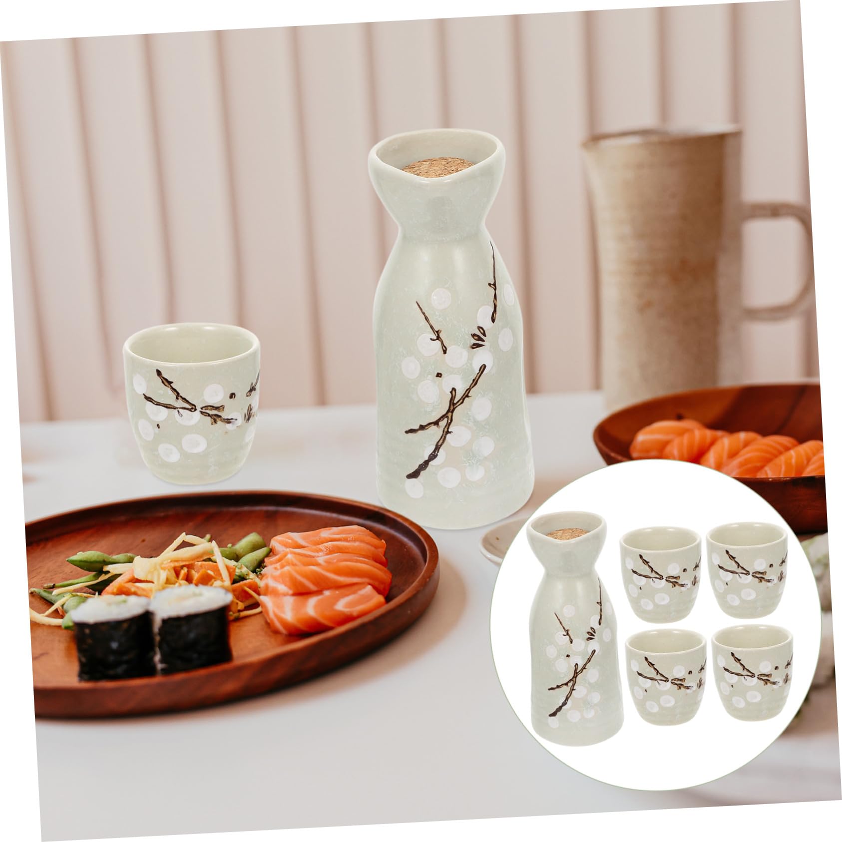 Alipis Kit de Tasse à Saké en Céramique Style Japonerie, 1 Set