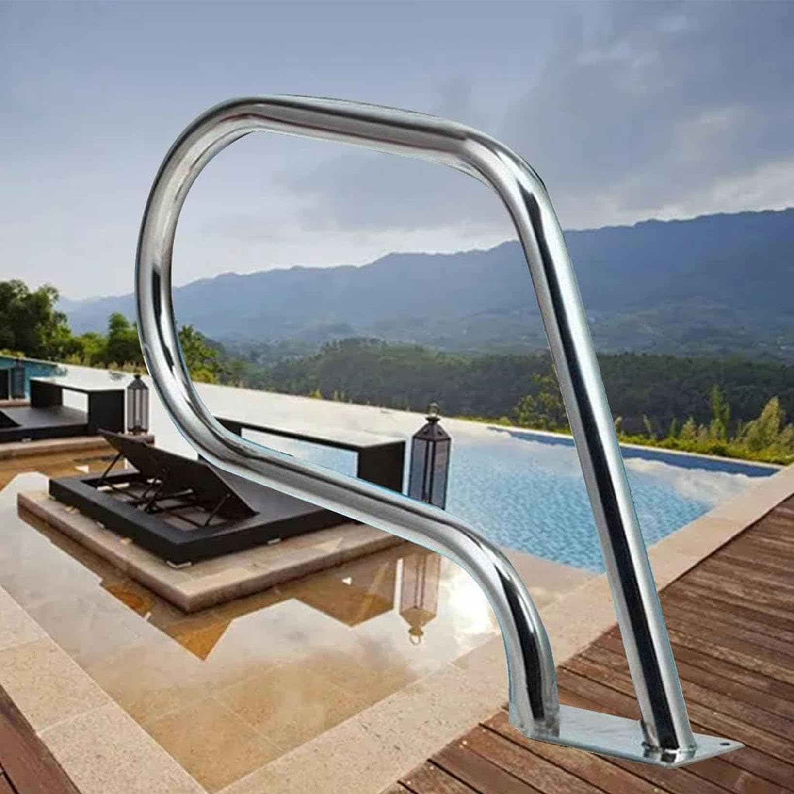 Main courante de piscine facile à installer en acier inoxydable robuste