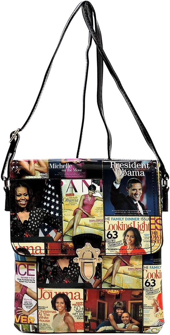 Glossy magazine cover collage cross body handbags purses clutches and wallets Michelle Obama bags (Cross body 9)