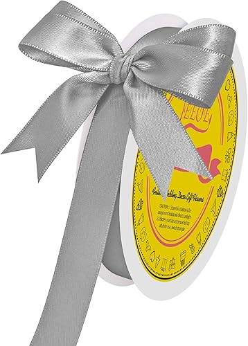Miniatura 47 de Cinta de satén plateada de doble cara de 1-1/2 pulgadas x 50 yardas, cinta plateada de poliéster para envolver regalos, muy adecuada para bodas