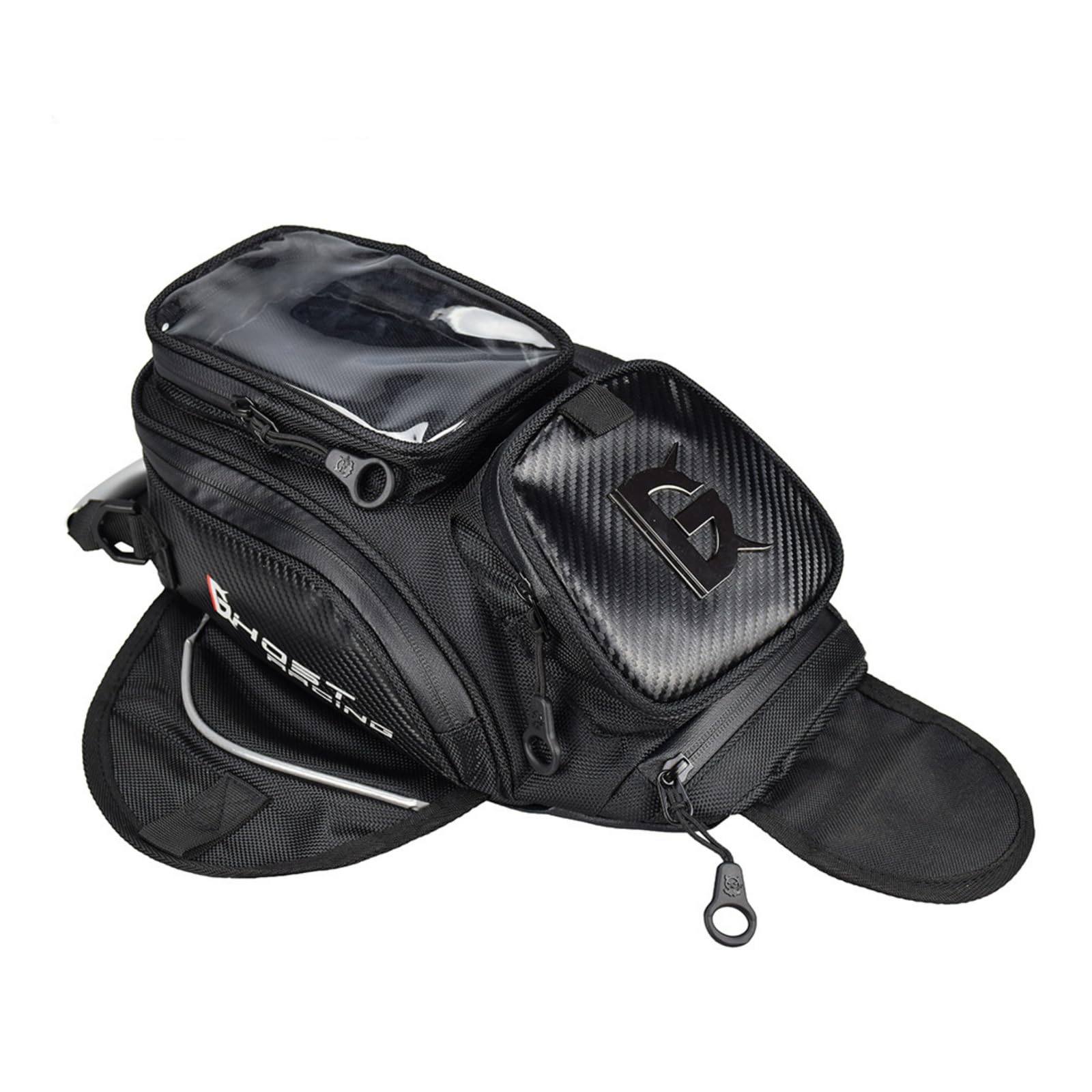 Bolsa de Tanque de Motocicleta Universal Oxford Saddle Negro - Impermeable Bolsa Magnética para Teléfono de Pantalla táctil de 6,5 Pulgadas Accesorios de Moto Universales