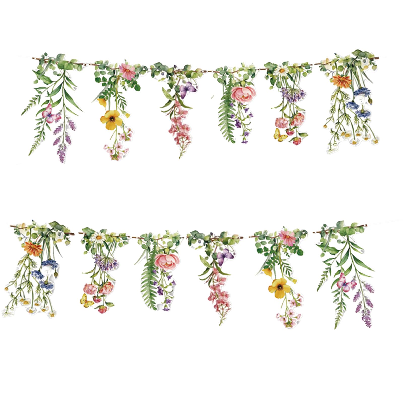 Ligynotu Spring Summer Flower Banner Double-Side Floral Paper Garland Decor
