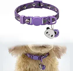 Coleiras para filhotes de cachorro com sino breakaway para identificação de gato, ajustável, estampa de panda fofa, macia