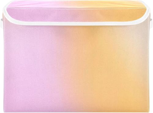 GAIGEO Retro Pink and Orange Gradient Closet Organizers, Large Capacity Stackable Storage Bins, Bedroom Storage