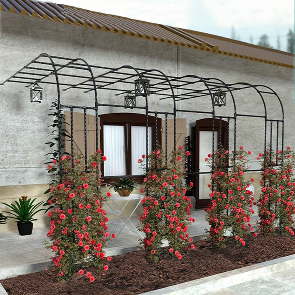 Arco da giardino in metallo per piante rampicanti, 150 cm di larghezza x 240 cm di altezza, supporto decorativo per piante rampicanti e fiori, ideale per l'abbellimento e il supporto delle piante