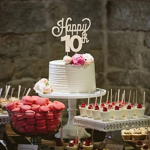 Miniatura 436 de LINGTEER Decoración de pastel de diamantes de imitación dorados para cumpleaños número 15 – Cheers to 15th Birthday Quince años de edad, decoración