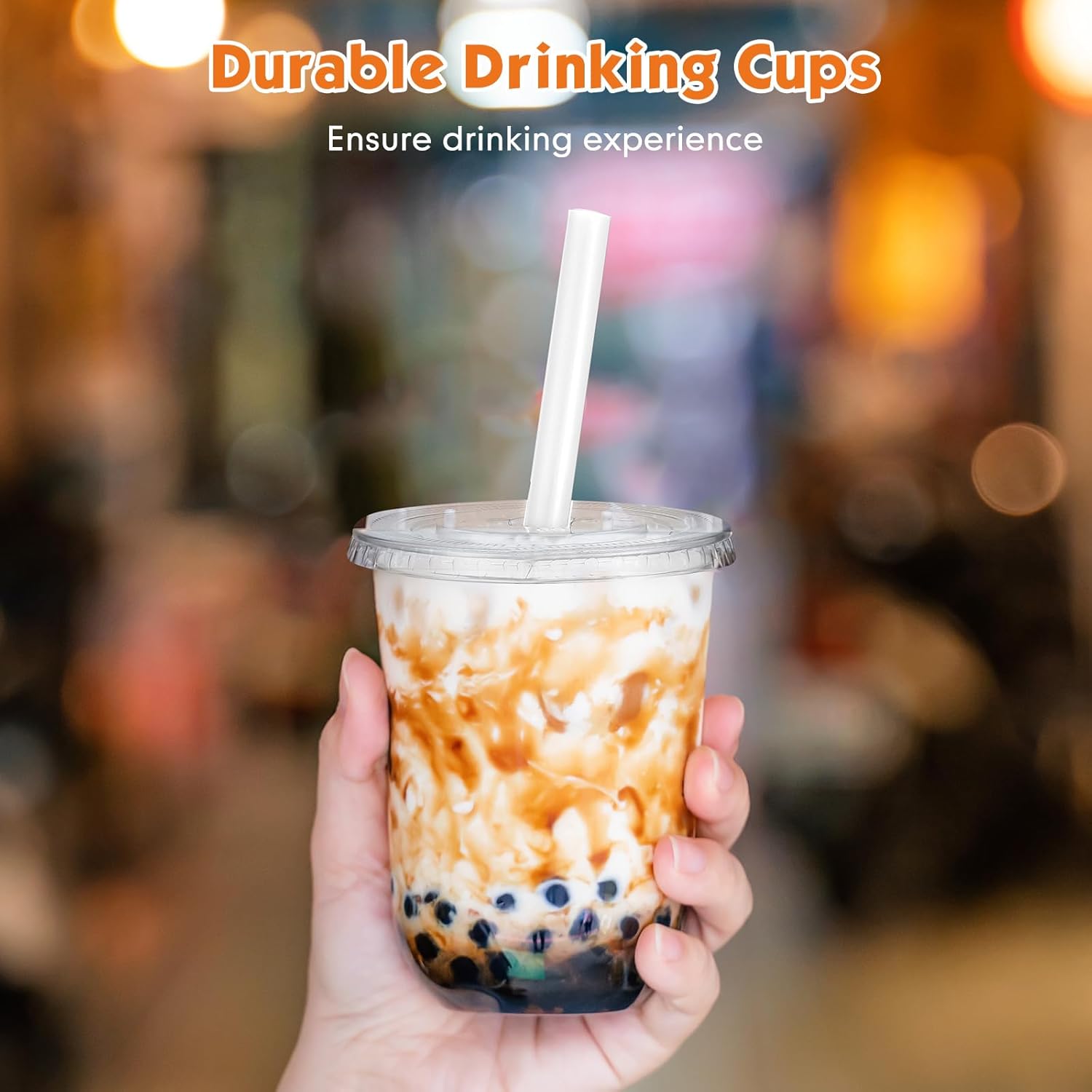 25 Sets Crystal Clear Plastic Cups with Lids, Straws and Stickers, Disposable Iced Coffee Cups Thickened PET for Iced Coffee, Bubble BobaTea, Smoothie, Cold Drinks, Juice, Shops (16 oz) - Image 5