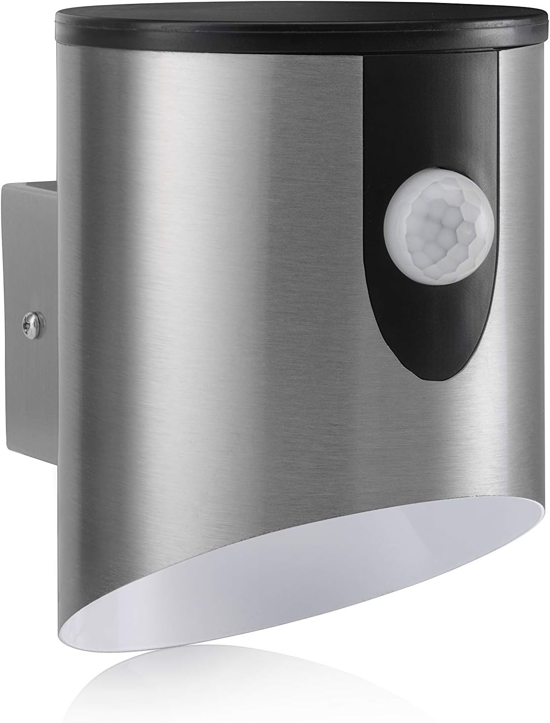 Stainless Steel Outdoor Battery Powered Wireless LED PIR Motion Sensor Security Wall Light IP44, Cool White Cylinder Sconce for Porch, Garage, Drive and Garden