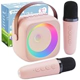 Mini Karaoke Machine for Kids Adults&comma; Karaoke Microphone Wireless Microphones Rechargeable with Bluetooth Speaker&comma; Girls Kids Birthday Christmas Toys Gifts Presents&comma; Pink