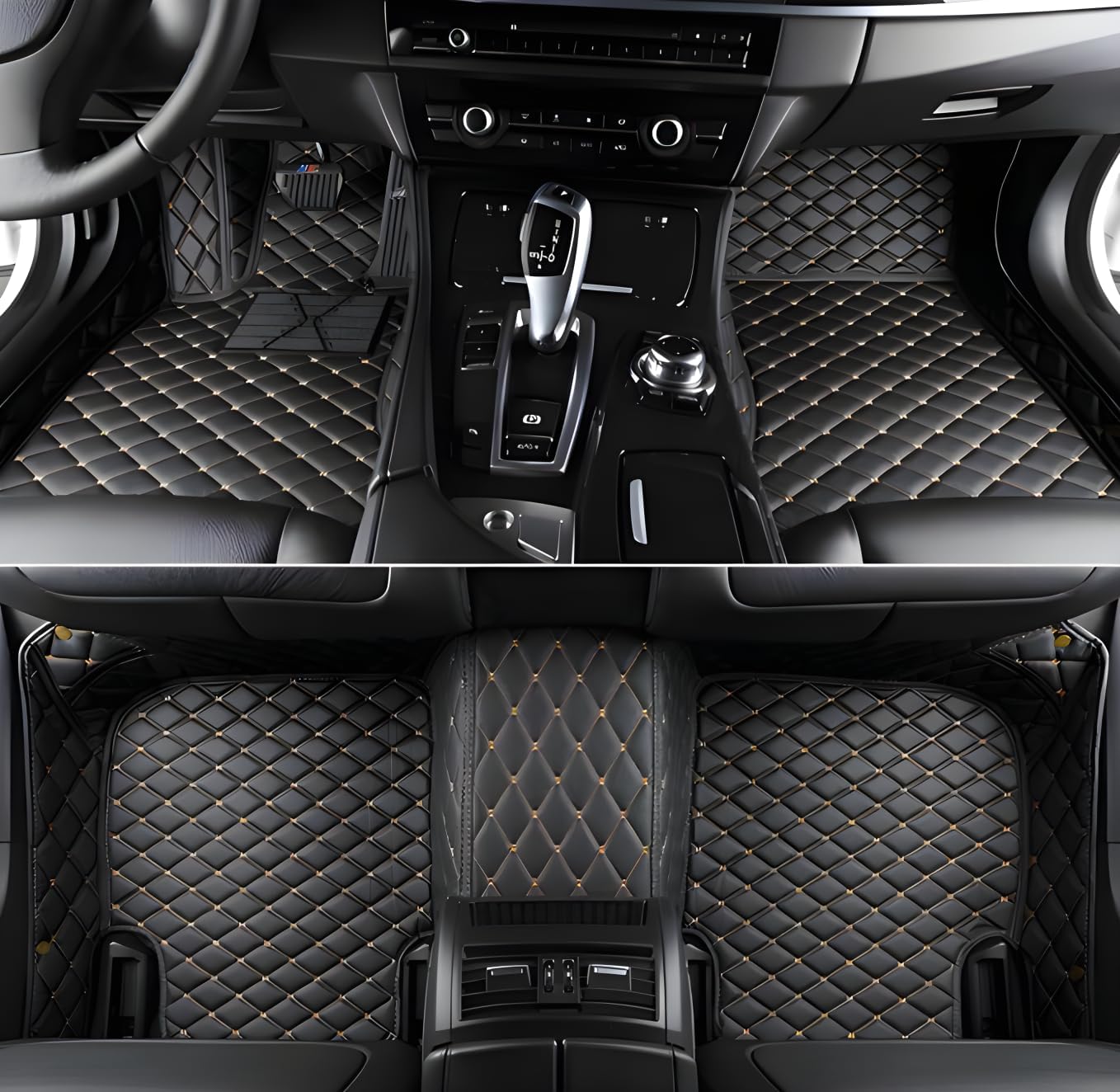 SARAHS Customized car Floor mats -Suitable for 99% of Cars, SUVs, and Trucks - car Pads to Protect Vehicle Interior Floor Accessories (Black Gold)