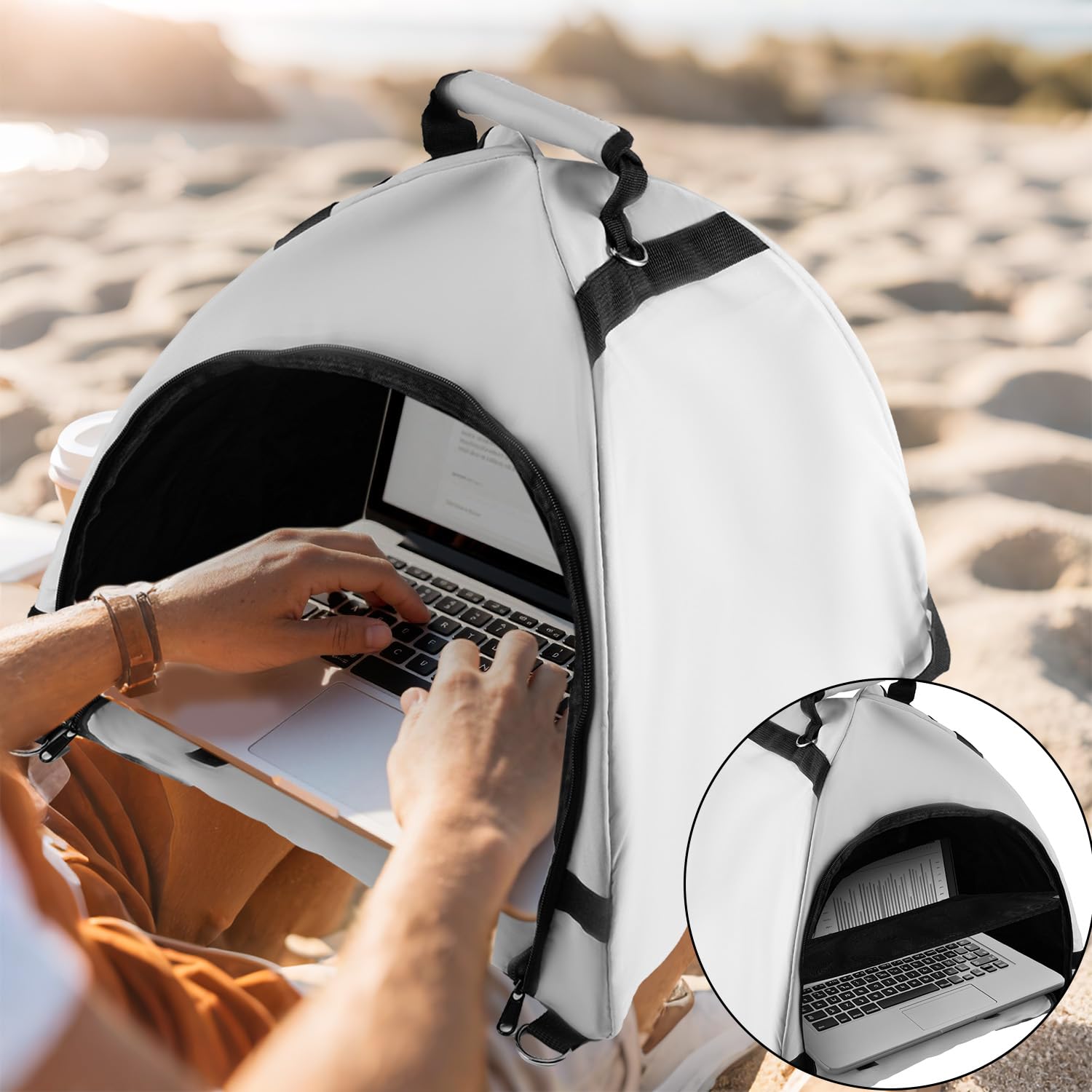 lasuroa Tenda Laptop, Parasole Portatile Computer e Schermo Pieghevole la Privacy Accessori Impermeabili per Laptop per Viaggi di Lavoro All'aperto