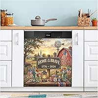 Vista 18 de 4th of July Cowboy Red Print Dishwasher Magnet Cover Decorative Magnetic Sticker Refrigerator Panel Door Decal for Kitchen Home Cabinet 23" W * 26" H