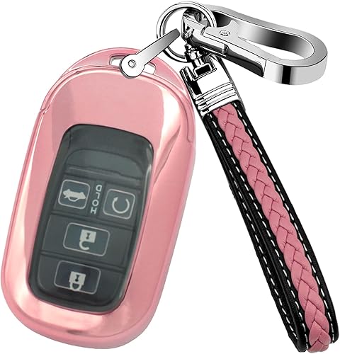 Miniatura 9 de YUBOMT Funda para llavero con llavero para Honda, Rojo -