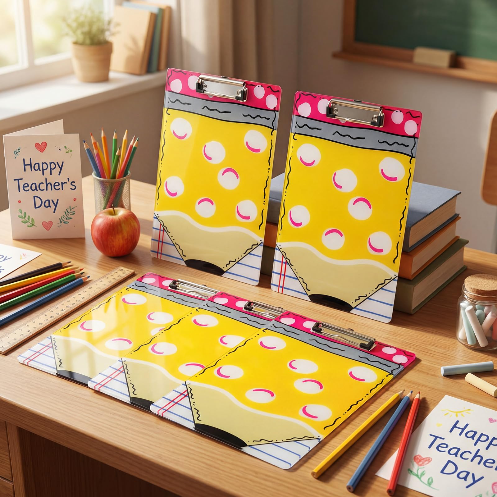 AmazingSpark 6 Stück Acryl Lehrer-Klemmbrett Bulk Lehrer Wertschätzung Geschenke 22,9 x 31,8 cm Niedliches Klemmbrett Zurück zur Schule Geschenke Lehrer Klemmbrett für Lehrer Klassenzimmer Schule