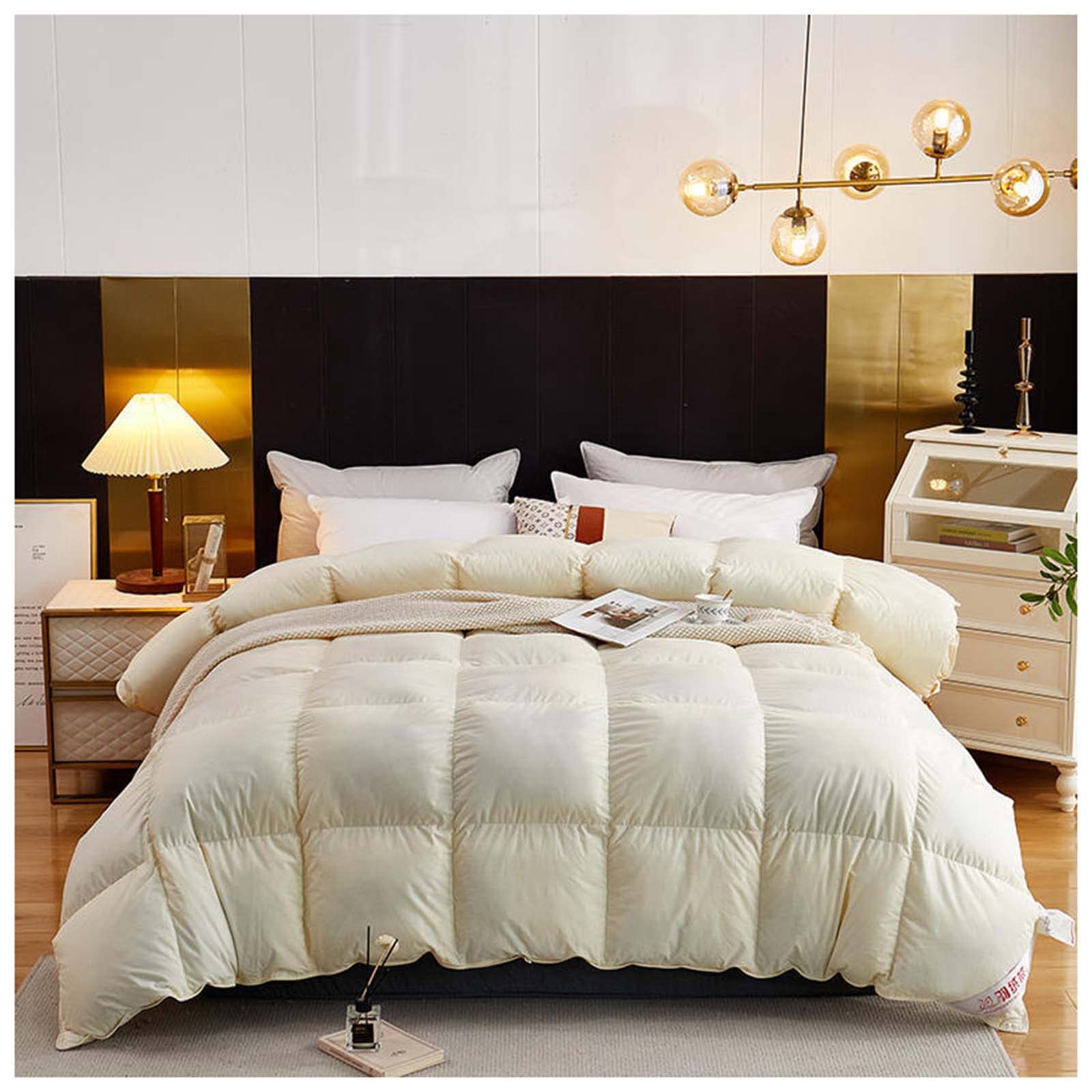 Edredón para cama de matrimonio de plumas de ganso beige 150x200cm cuatro estaciones