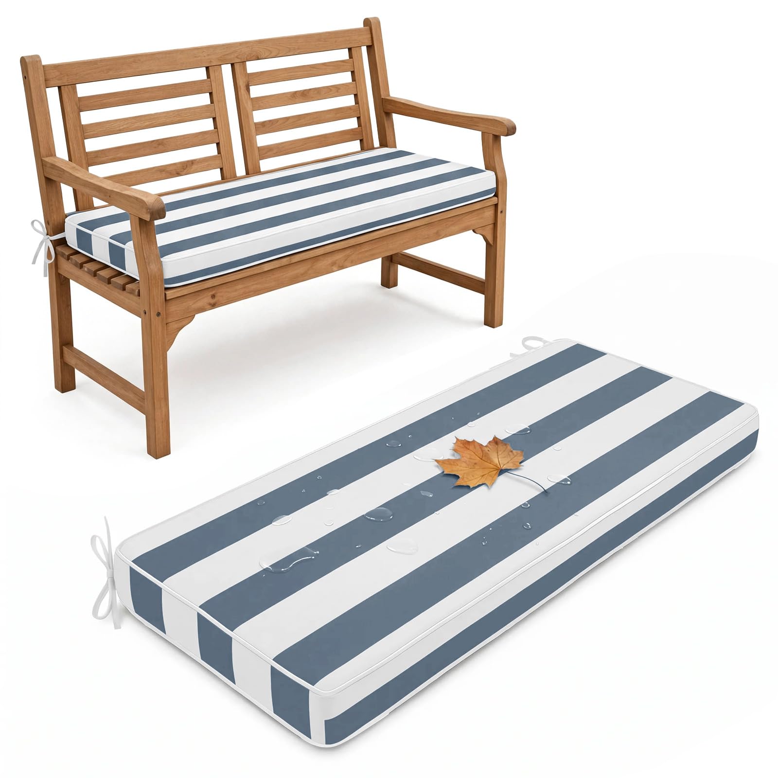 Polyester Striped Garden Bench Pad,Outdoor Garden Bench Cushions 145x55x5cm